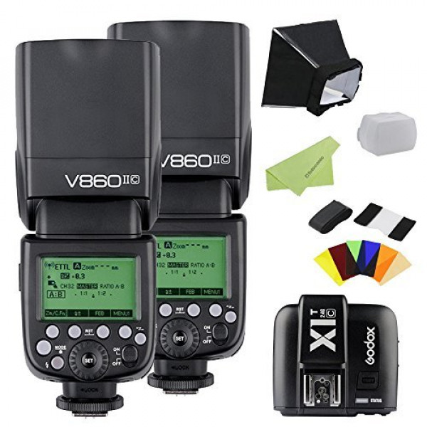 2 Godox v860ii-c E-TTL 2,4 G Li-Ion Flash Speedlite + x1t-c Sender für Canon-34